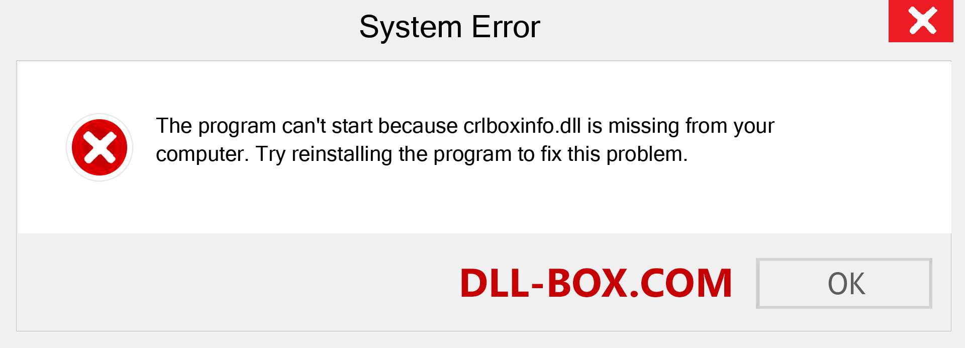  crlboxinfo.dll file is missing?. Download for Windows 7, 8, 10 - Fix  crlboxinfo dll Missing Error on Windows, photos, images