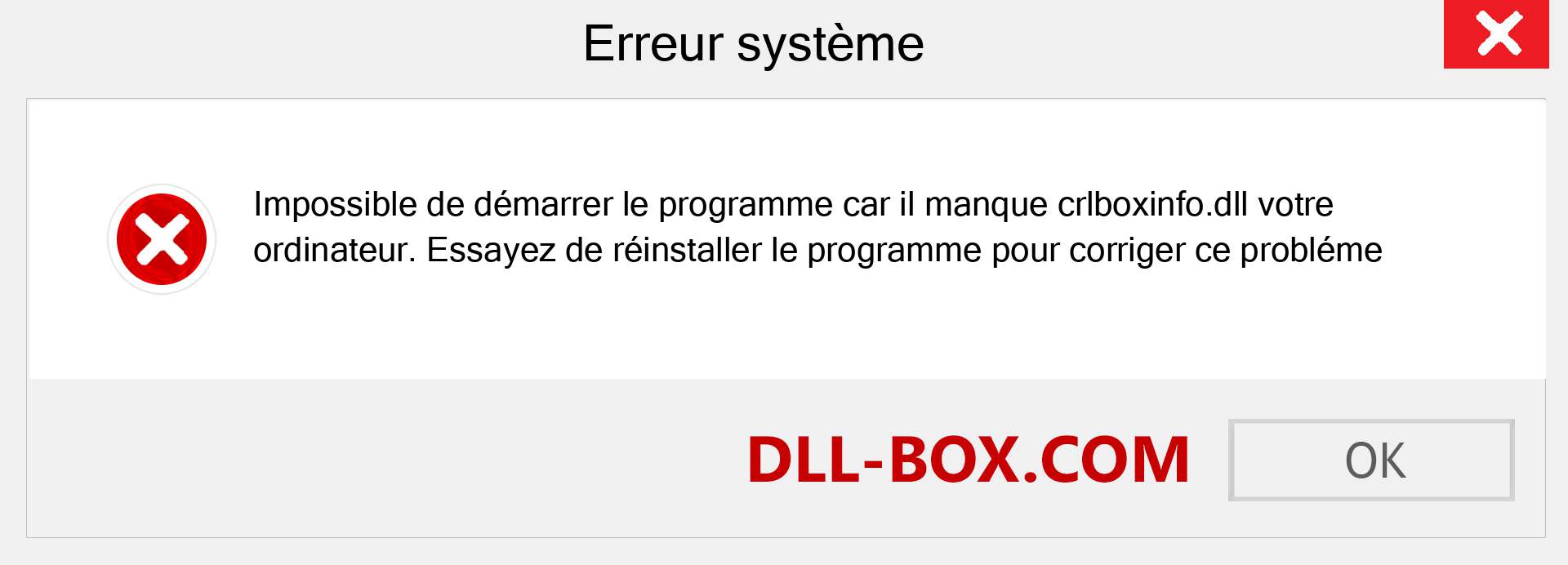 Le fichier crlboxinfo.dll est manquant ?. Télécharger pour Windows 7, 8, 10 - Correction de l'erreur manquante crlboxinfo dll sur Windows, photos, images