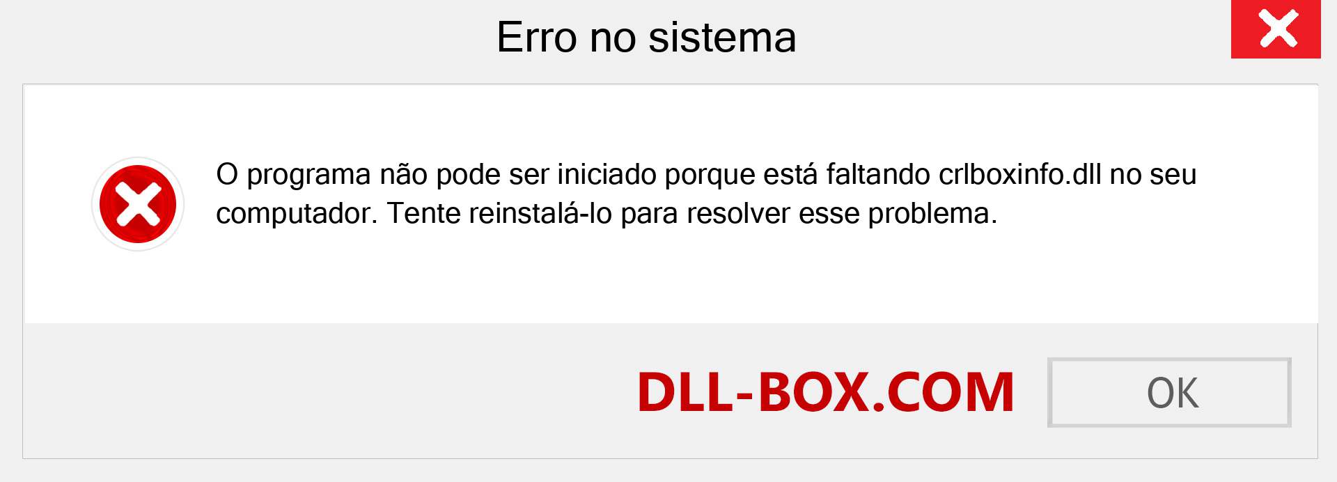 Arquivo crlboxinfo.dll ausente ?. Download para Windows 7, 8, 10 - Correção de erro ausente crlboxinfo dll no Windows, fotos, imagens